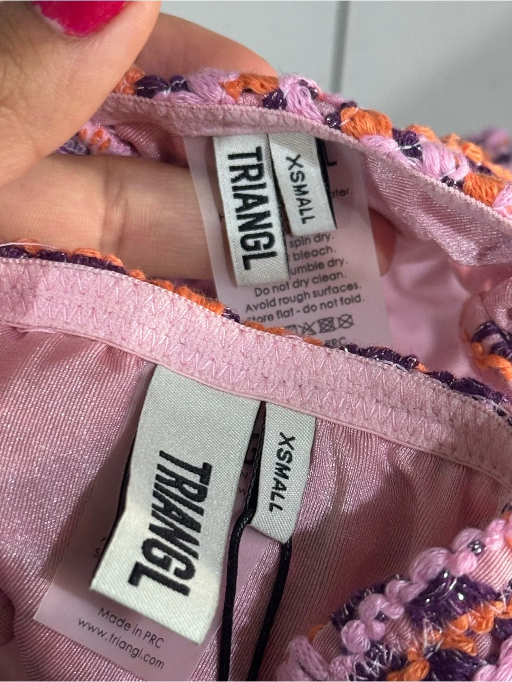 triangl swimwear Pink & Purple Crochet Triangle String Bikini